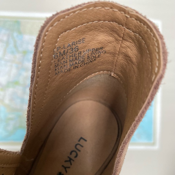 LUCKY BRAND - Brown Suede Peep Toe Booties - Picture 6 of 9